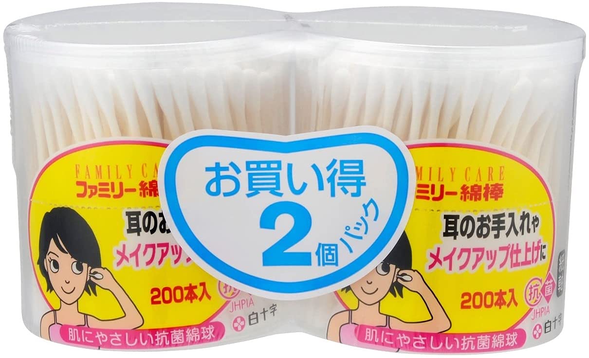 ファミリーケア FCファミリー綿棒【4987603109254】（200本入X2コパック）白十字