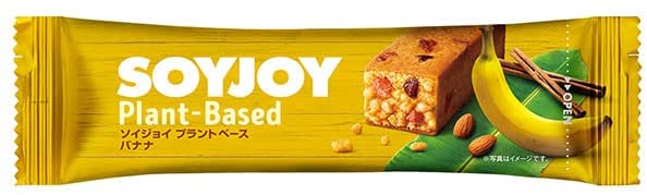 【SOYJOY(ソイジョイ) プラントベース バナナの商品詳細】 ●小麦粉を使わず栄養豊富な大豆をまるごと粉にして使用。 ●100％植物性原材料で、ヴィーガン認証取得。 ●高タンパク、低GI食品。 ●グルテンフリー。 ●口の中で滑らかに広がる甘く芳醇な完熟バナナの味わいに、サクサクとした食感で食べ続けたい味わいを実現。 【品名・名称】 菓子 【SOYJOY(ソイジョイ) プラントベース バナナの原材料】 大豆粉(国内製造、遺伝子組換えでない)、マーガリン、大豆パフ(大豆タンパク、タピオカでん粉)、バナナピューレ、バナナ加工品、砂糖、パパイヤ加工品、難消化性デキストリン、アーモンドパウダー、アガベシロップ、ココナッツ、食塩、シナモン／香料 【栄養成分】 1本(25g)当たり エネルギー：117kcal、タンパク質：6g、脂質：6.9g(飽和脂肪酸：1.5g、トランス脂肪酸：0g)、コレステロール：0mg、炭水化物：9.5g(糖質：6.6g、食物繊維：2.9g)、食塩相当量：0.1g 大豆イソフラボン：17mg 【アレルギー物質】 大豆・バナナ・アーモンド(28品目中) 【保存方法】 ・高温をさけ、涼しい場所に保存してください。 【注意事項】 ・開封後は早くお召し上がりください。 ・本品は、乳成分、ピーナッツを含む製品と共通の設備で製造しています。 【原産国】 日本 【ブランド】 SOYJOY(ソイジョイ) 【発売元、製造元、輸入元又は販売元】 大塚製薬 ※説明文は単品の内容です。 商品に関するお電話でのお問合せは、下記までお願いいたします。 受付時間9：00-17：00(土・日・祝日、休業日を除く) 飲料、食品、サプリメント：0120-550-708 エクエル：0120-008018 化粧品、医薬部外品：03-3293-3212 輸液、ラコール、ツインライン、メディカルフーズ(OS-1、エンゲリード、GFO等)につきましては、株式会社大塚製薬工場 0120-872-873(受付時間9：00-17：30(土・日、祝日、当社休業日を除く)までお問合せください。 リニューアルに伴い、パッケージ・内容等予告なく変更する場合がございます。予めご了承ください。 大塚製薬 101-8535 東京都千代田区神田司町2丁目9番 広告文責：株式会社ドラッグWAKUWAKU TEL：0439-50-3389