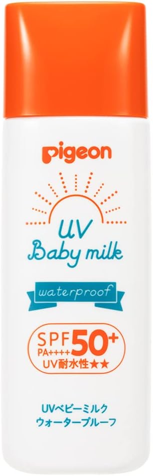 商品説明 『ピジョン　UVベビーミルク　ウォータプルーフ　SPF50＋（50g）』 水遊び・レジャーに最高値＊UVブロック！ ＊当社製品内 SPF値において ベビーソープで落としやすい、ウォータープルーフタイプの日やけ止め乳液です。 ＜UVベビーミルク Wプロテクト SPF50＋ 18gの特長＞ 【生後0ヵ月から使えるやさしい日やけ止め】 ・赤ちゃんのお肌に配慮してつくられたウォータープルーフタイプの日やけ止めです。敏感肌の方にもお使いいただけます。 ・紫外線吸収剤・パラベン・アルコール・香料不使用。 ・皮フ科医による皮フ刺激性テスト済み。 （すべての方に肌トラブルが起きないというわけではありません。） 【ピジョン　UVベビーミルク　ウォータプルーフ　SPF50＋（50g）　詳細】 原材料など 商品名 ピジョン　UVベビーミルク　ウォータプルーフ　SPF50＋（50g） 原材料もしくは全成分 ジメチコン、酸化亜鉛、水、イソノナン酸イソトリデシル、ポリメチルシルセスキオキサン、グリセリン、プロパンジオール、酸化チタン、イソステアリン酸イソステアリル、トリエトキシカプリリルシラン、（ビスイソブチルPEG／PPG-10／7／ジメチコン）コポリマー、シクロペンタシロキサン、セスキイソステアリン酸ソルビタン、トリメチルシロキシケイ酸、（ジメチコン／ビニルジメチコン）クロスポリマー、PEG-10ジメチコン、イソステアリン酸、エチルへキシルグリセリン、クエン酸Na、グリコシルトレハロース、グリチルリチン酸2K、セラミドNP、トコフェロール、ヒアルロン酸Na、加水分解水添デンプン、水酸化Al 販売者 ピジョン株式会社 0120-741-887 受付時間： 9時～17時（土・日・祝日は除く） ご使用上の注意 ●肌に異常が生じていないか、よく注意して使用する。 ●使用中、又は使用した肌に直射日光があたって、赤み・はれ・かゆみ・刺激・色抜け（白斑等）や黒ずみ等の異常が現れた場合は、使用を中止し、皮フ科専門医などへ相談する。そのまま使用を続けると症状が悪化することがある。 ●傷やはれもの、湿しん等異常のある部位には使用しない。 ●目に入ったときは、すぐにきれいな水で洗い流す。 ●乳幼児の手の届かないところに保管する。 ●衣服についた場合は洗濯表示にしたがって洗濯する。素材によって落ちない可能性もあるので、使用に際しては注意する。 【原産国】 日本 【ブランド】 UVベビー(ユーブイベビー) 【発売元、製造元、輸入元又は販売元】 ピジョン リニューアルに伴い、パッケージ・内容等予告なく変更する場合がございます。予めご了承ください。 ピジョン 103-8480 東京都中央区日本橋久松町4番4号 0120-741-887 広告文責：株式会社ドラッグWAKUWAKU TEL：0439-50-3389