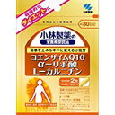 商品説明 「小林製薬 CoQ10 α-リポ酸 L-カルニチン 60粒」は、1粒中にコエンザイムQ10を15mg、α-リポ酸を15mg、L-カルニチンを90mg配合しました。ハードカプセル。無着色、香料、保存料無添加。 お召し上がり方 栄養補助食品として1日2粒を目安に、かまずに水またはお湯とともにお召し上がりください。 使用上の注意 ●お子様には与えないでください。 ●妊娠及び授乳中の方はお召し上がりにならないでください。 ●必要以上を短期間に大量に摂ることは避けてください。なお、上記の記載量を目安にお召し上がりください。 ●小さなお子さまの手の届かないところに置いてください。 ●薬を服用あるいは通院の方、妊娠及び授乳中の方はお医者様にご相談の上お召し上がりください。 ●全成分表示をご参照の上、食品アレルギーのある方はお召し上がりにならないでください。 ●体質や体調により、まれにかゆみ、発疹、胃部不快感、下痢、便秘などの症状が出る場合があります。 ●万一、からだに変調が生じたら直ちにご使用をおやめください。 ●食品ですので衛生的な取り扱いをお願いします。 ●天然の原料を使用しておりますので、まれに色が変化する場合がありますが、品質に異常はありません。 保存方法 直射日光をさけ、湿気の少ないところに保存してください。 *開封後は湿らないように開封口をしっかりと閉めて、お早めにお召し上がりください。 原材料名・栄養成分等 ●原材料名：L-カルニチンL-酒石酸塩、ゼラチン、コエンザイムQ10、チオクト酸(α-リポ酸)、黒胡椒エキス、結晶セルロース、微粒二酸化ケイ素、ステアリン酸カルシウム ●栄養成分表(1粒あたりの含有量)：エネルギー 1.4kcal、たんぱく質 0.095g、脂質 0.03g、炭水化物 0.18g、ナトリウム 0.018-0.18mg、カルシウム 0.2mg、コエンザイムQ10 15mg、α-リポ酸 6-15mg、L-カルニチン 60mg ●全成分表示(製造時、1粒あたりの含有量)：コエンザイムQ10 15.0mg、α-リポ酸 15.0mg、L-カルニチンL-酒石酸塩(L-カルニチン60mg含有) 90.0mg、黒胡椒エキス 2.5mg、結晶セルロース 131.2mg、ステアリン酸カルシウム 3.0mg、微粒二酸化ケイ素 3.3mg、カプセル被包材：ゼラチン ゼラチンについて ●原材料：豚由来 内容量：19.4g(重量323mg*60粒)(*重量はカプセル含む*1粒含有量260mg) 約30日分 1日量(目安)：2粒 サイズ：高145*奥行100(mm) JANコード：　4987072072059 賞味期限等の表記について パッケージに記載。 [小林製薬の栄養補助食品] サプリメント/サプリメント成分/コエンザイムQ10(CoQ10) 文責：株式会社ドラッグWAKUWAKU　登録販売者　桑原芳浩 広告文責：株式会社ドラッグWAKUWAKU TEL：0439-50-3389