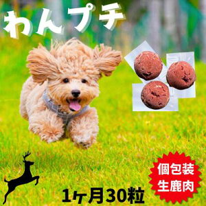 【5のつく日クーポン対象】ペットフード ドッグフード ウエット 犬 鹿肉 生肉 おやつ わんプチ 小さめぶつ切り30粒 贈り物 鹿の角 ジャーキー 鹿の骨 鹿ふりかけ シニア グレインフリー アレルギー 無添加 誕生日 自然派 犬猫 健康 生活