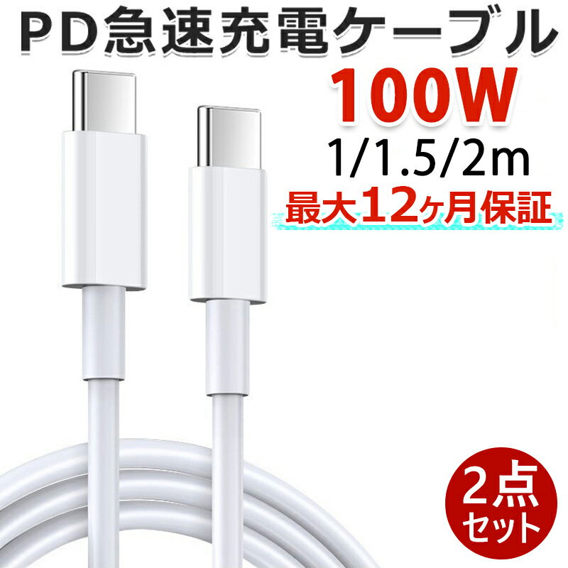 【2本セット】USB-C ケーブル 100W 急速充電 デー