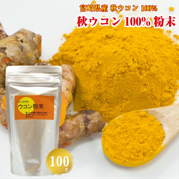 ウコン粉末 うこん パウダー 【国産】 秋ウコン 100% 粉末 100g 【送料別】 宮崎県産 ターメリック クルクミン サプリ サプリメント ポイント消化 ...