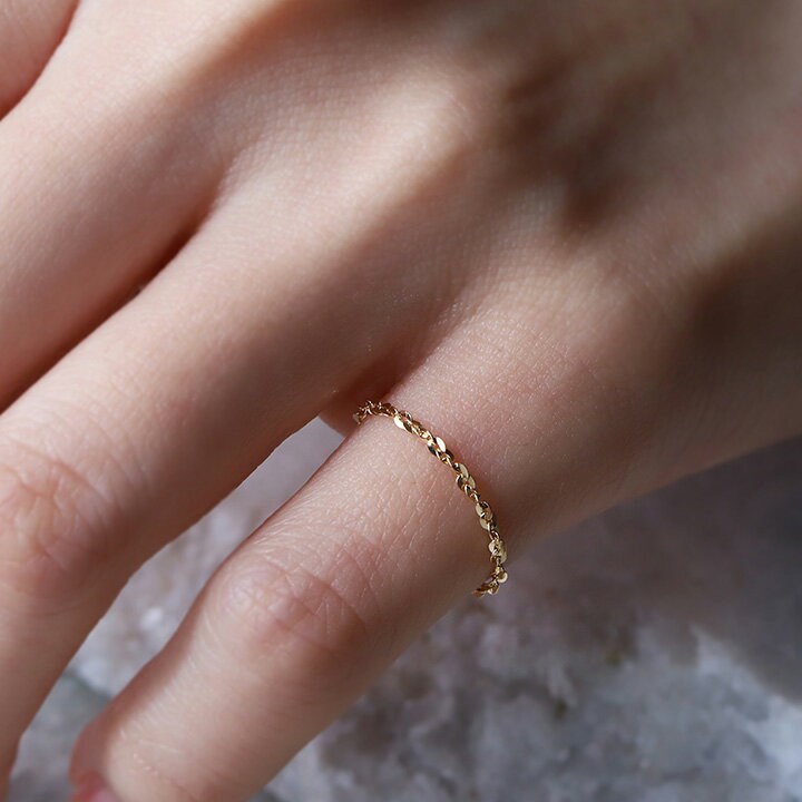 ▼限定15%OFF▼ 28日 まで 18金 リング k18 ピンキーリング 18k 指輪 レディース シンプル ゴールド チェーンリング ツイストあずきチェーン デザイン 18金指輪 k18リング ピンキー 18 金 スキンジュエリー 華奢 つけっぱなし 地金