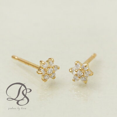 【1111円LINEクーポン】 18金 ピアス ゴールド ピアス ホワイトゴールド ピアス 18k K18 WG レディース ダイヤモンド 花 フラワー 計0.1ct pierce 宝石 誕生日 贈り物 妻 DEVAS ディーヴァス プレゼント