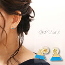 【2200円OFF 8/10まで】 18金 ピアス 18k 18金ピアス レディース シンプル トライアングル モチーフ 天然石 トルコ石 ゴールド 金ピアス k18 金属アレルギー対応 スタッド ピアス かわいい 小さめ 華奢 18kピアス 18 金