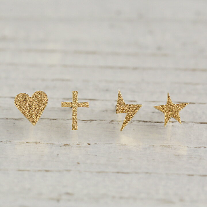 18金 ピアス 18k 18金ピアス レディース シンプル ハート スター 星 稲妻 クロス ...