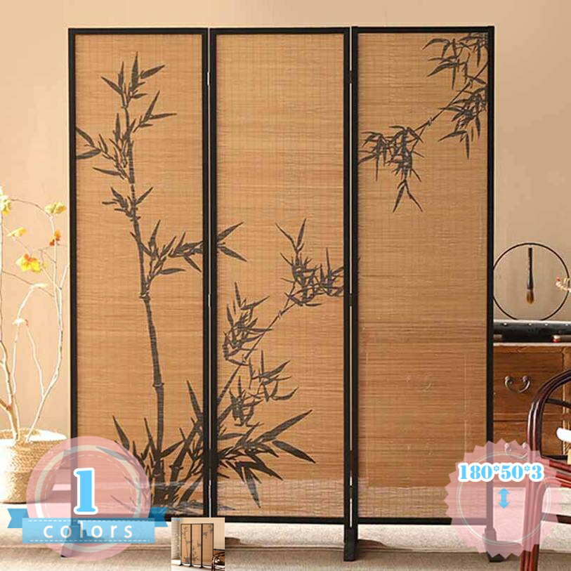 Rakuten - 2000円OFFクーポン パーテーション 3連 180cm 間仕切り 衝立 パーティション 竹編みパーテーション 3枚 おしゃれ アジアン スクリーン ついたて 折りたたみ 目隠し 収納 オフィス 完成品 編み込み 洋風 和風 角度自由 背景 モダン 在宅 ds-store