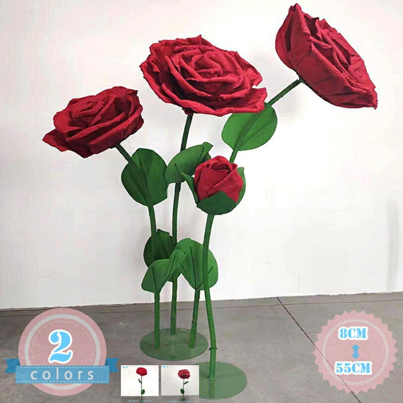Flower Pots - 500円OFFクーポン ローズ フェイクフラワー 造花 絹製 本物そっくり 超特大 バレンタインデー 美陳装飾 ジャンボサイズ 結婚式装飾 窗演出 店舗ディスプレイ イベント飾り ハンドメイド 手作り 巨大バラ 1輪 ds-store