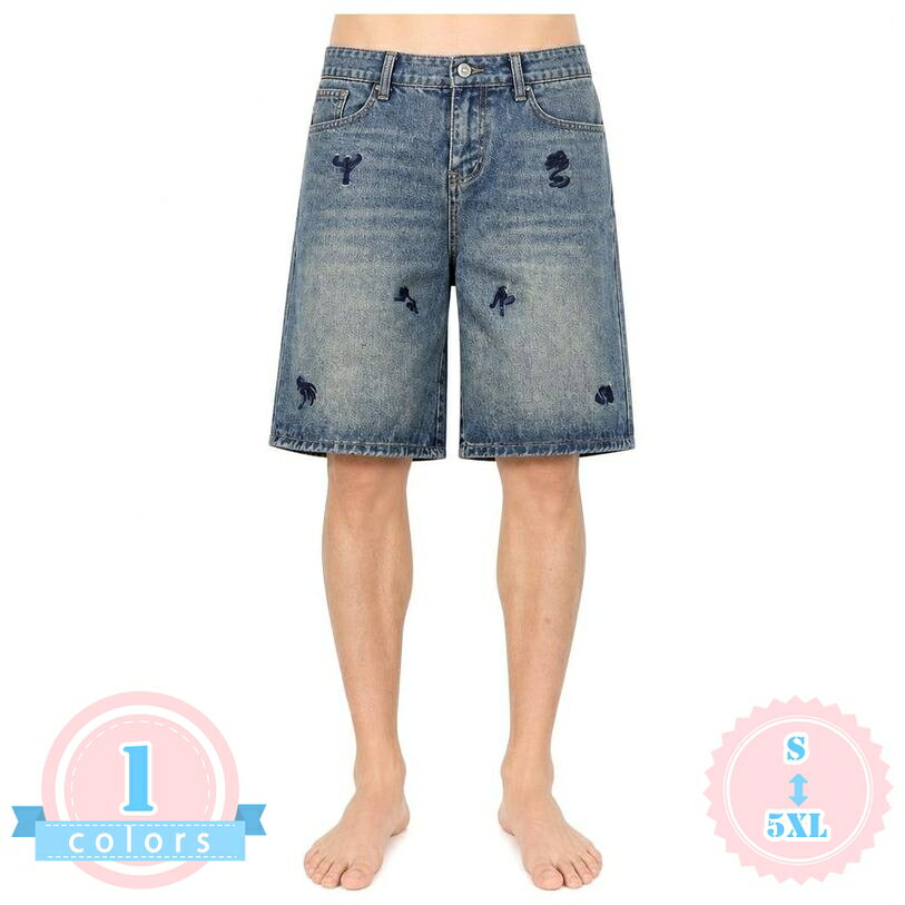 Rakuten - デニム ショートパンツ メンズ ゆったり ワイドシルエット 膝丈 ウォッシュ加工 ヴィンテージ感 夏服 カジュアル パンツ 大きいサイズ 短パン ds-store