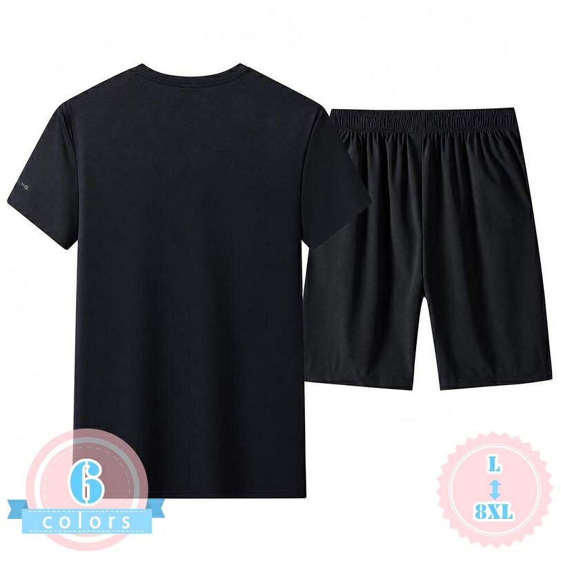 メンズセットアップ スポーツウェア上下セット 半袖Tシャツ ハーフパンツ ランニングウェア トレーニングウェア 部屋着 運動着 ゆったりサイズ 体型カバー ds-store
