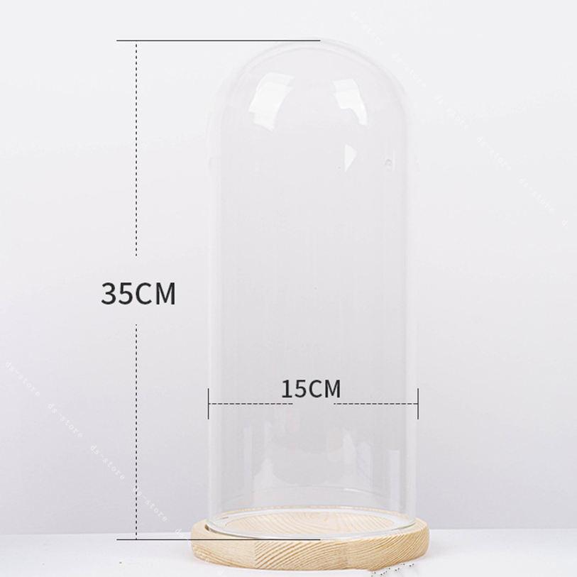ガラスドーム ミニ 軽量 円柱 多機能 耐久性 保護用 木質ベース付き 透明容器 ブロック作品展示 ジュエリー 積み木 模型 フィギュア コレクション 雑貨 小物整理 フィギュアケース ds-store 3