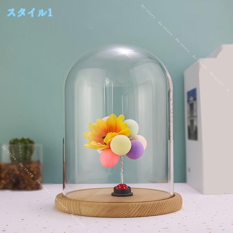 500円OFFクーポン 円柱 ガラスドーム 透明ディスプレイ かわいい 永生花 フラワー...