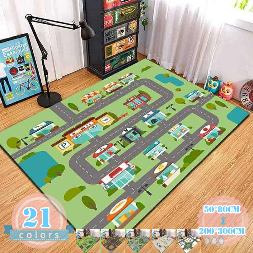Rakuten - 500円OFFクーポン カーペット ラグ 道路 キッズ プレイマット ロードマップ 子供喜ぶ 小学生 ギフト 児童期 床暖房対応 道路マップ柄 道路柄 男の子 学習デスクマット 子供部屋 子供 大きいサイズ ホットカーペット対応 誕生日 プレゼント ds-store