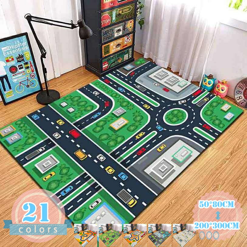 Mats - センターマット 子供用カーペット プレイマット 数字と色 教育学習&ゲームラグ 道路柄 道路交通柄 掃除易い カーペット 防臭加工 防滑 耐摩耗性 居間 民泊 屋内 四季通用 チェアマット オールシーズンマット 遊びマット ds-store