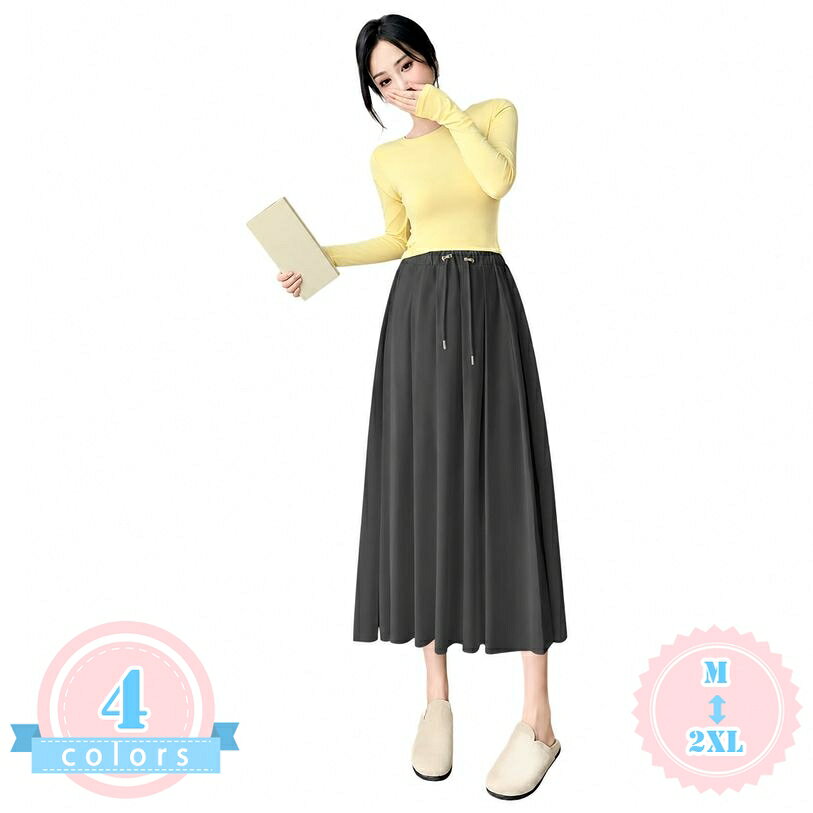 500円OFFクーポン プリーツスカート マキシ丈 レディース 体型カバー ゆったり 動きやすい マタニティ対応 Aラインスカート ウエストゴム ミモレ丈 カジュアル 通勤 通学 春秋 大きいサイズ おしゃれ ds-store