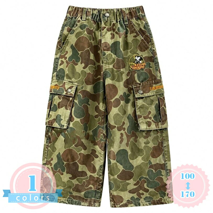 500円OFFクーポン ボーイズ カーゴパンツ 体型カバー 迷彩 ロングパンツ 長ズボン ウエストゴム カジュアル ゆったりサイズ 通学 アウトドア レジャー カモフラ柄 ジュニア ボトムス 動きやすい 春夏秋 ds-store