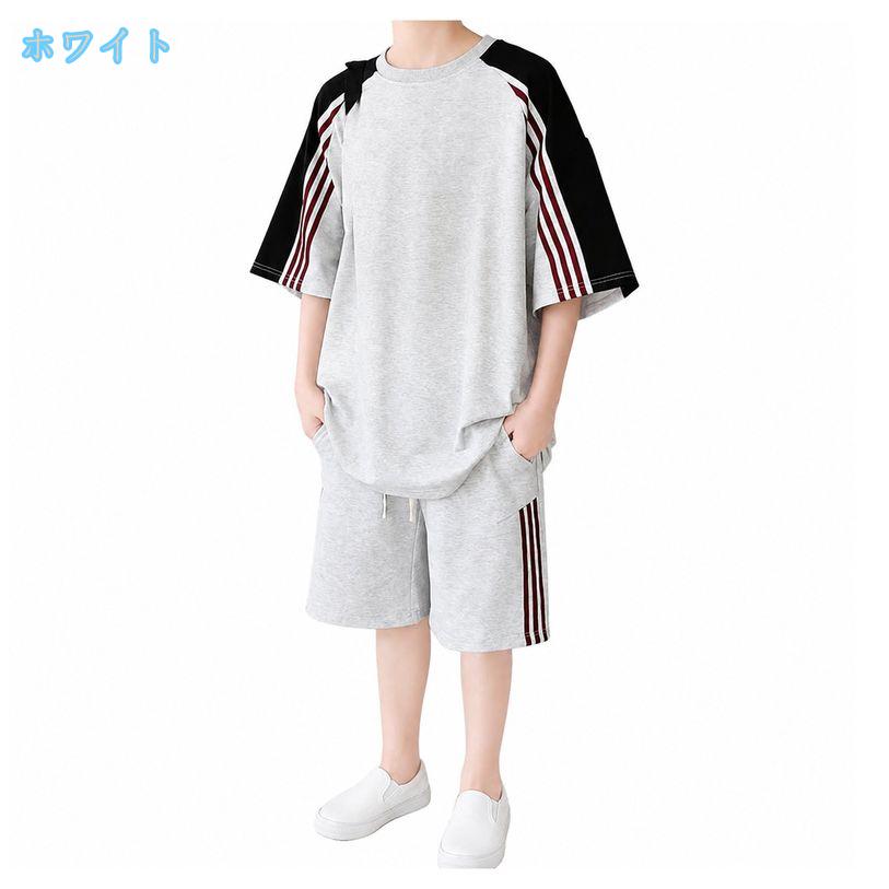 DSショップのジャージ メンズ 上下セット 体型カバー 半袖 ラグランスリーブ 丸首 ショートパンツ セットアップ ルーズフィット スポーツ 運動着 部屋着 大きいサイズ ゆったり ds-store｜アングル2