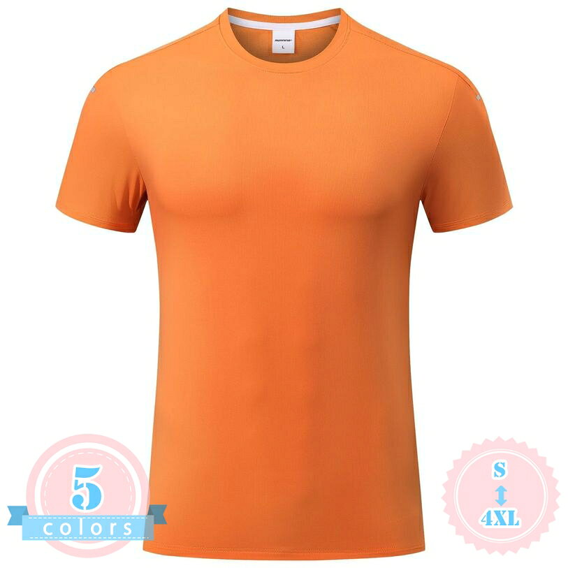 表地：ナイロン、ポリエステルメイン素材：ナイロン、ポリエステル【スポーツtシャツ】アクティブな動きをし、すっきりとしたシルエットで体型カバーを叶えるメンズ半袖スポーツtシャツです。伸縮性のあるナイロン系素材を採用し、身体の動きにしなやかにフィットします。ランニングやジムでのトレーニング、日常のカジュアルスタイルまで幅広く活躍する一着です。豊富なサイズ展開で、ぴったりのフィット感をお選びいただけます。【トレーニングウェア】さらっとしたドライな肌触りで、汗をかくアクティブなシーンでも快適な着心地をキープするトレーニングウェアです。クルーネックのシンプルなデザインは、どんなスポーツパンツやショーツとも相性です。登山、ハイキング、サイクリング、日常のアウトドアレジャーなど、春先から秋口までロングシーズン活躍します。【メンズスポーツウェア】無駄のないシンプルな無地デザインと、丸首のすっきりとした首元が特徴のメンズスポーツウェアです。インナーとしても1枚での着用でもサマになり、デイリーの部屋着やワンマイルウェアとしても重宝します。ブラック、ホワイト、ブルー、グレー、オレンジなどの使いやすいカラーを取り揃え、好みのスタイルに合わせられます。【ランニングウェア】軽量で軽やかな着用感を提供し、長時間の運動でもストレスフリーに過ごせるランニングウェアです。伸縮性に生地が突っ張り感を抑え、腕の上げ下げや大きな動きもスムーズに行えます。フィットネス、テニス、ランニング、ジョギング、各種部活動など、幅広いスポーツシーンのモチベーションを高めるアイテムです。【大きいサイズ】Sサイズから4XLサイズまでの幅広いサイズ展開で、体型を気にせずゆったりと着用できる大きいサイズのTシャツです。程よいゆとりを持たせた設計が体型カバー効果を発揮し、すっきりとしたスマートな着こなしを演出します。ご自宅での洗濯も簡単で、型崩れしにくいため毎日のローテーションにです。【アクティブなライフスタイルをするベーシックTシャツ】ランニング、ジムでのワークアウト、登山やハイキングなどのアウトドアアクティビティから日常のカジュアルコーディネートまで、あらゆるシーンで活躍するメンズスポーツTシャツです。無駄な装飾を省いたシンプルなクルーネック（丸首）デザインで、どんなスタイリングにも自然に馴染みます。伸縮性のあるナイロンブレンド素材を使用しており、身体の動きを妨げず、のびのびとした快適な着用感を実現します。日常のコーディネートに取り入れやすいベーシックなシルエットは、体型カバー効果もあり、すっきりとした印象を与えてくれます。【さらさらとした肌触りと快適な着用感】生地には、しなやかでさらさらとした質感の素材を使用しており、肌にしっとりと馴染む優しい触り心地が特徴です。汗をかいても肌に張り付きにくく、ドライな着用感をキープするため、長時間のトレーニングや屋外でのアクティビティでも快適にお過ごしいただけます。軽やかな薄手生地でありながら、程よい感のある厚みで、インナーとしてはもちろん、1枚での着用でもに決まります。【幅広いサイズと豊富なカラーバリエーション】体型に合わせて選べるS、M、L、XL、2XL、3XL、4XLの豊富なサイズをご用意しました。ジャストサイズでスポーティに着こなすのはもちろん、ワンサイズ大きめを選んでオーバーサイズやゆったりとしたシルエットでの着こなしもです。カラーは定番のブラックやホワイトをはじめ、爽やかなブルー、シックなグレー、アクティブな印象を与えるオレンジをラインナップ。その日の気分やトレーニングの目的に合わせて、様々なコーディネートをお楽しみいただけます。【多彩なスポーツ＆アウトドアシーンに対応】ジョギングやマラソン、サイクリング、フィットネスジムでの筋トレなどの屋内・屋外スポーツはもちろん、キャンプ、釣り、トレッキングなどのレジャーシーンにもです。さらに、部活動の練習着、普段着、部屋着（ルームウェア）としても多用途にお使いいただけます。シワになりにくくお手入れも簡単なため、毎日のスポーツライフを支える定番アイテムとして、ワードローブに複数枚持っておきたい一着です。【コーディネート提案と着こなしのコツ】スポーツ用のショートパンツやジョガーパンツ、レギンスと合わせれば、洗練されたアスレチックスタイルが完成します。また、デニムパンツやチノパンなどのカジュアルなボトムスとも相性が良く、ジャケットやカーディガンのインナーとして着用することで、きれいめな大人の休日スタイルとしても活用できます。首元は定番のクルーネックデザインなので、アウターのデザインを選ばずすっきりと首元を見せることができます。商品ページの情報は、あくまで閲覧・比較用です。最終的な製品の説明ランニングウェア メンズ 半袖 tシャツ スポーツ トップス 練習着 運動用インナー 部活 合宿 大会 普段使い デイリーユース ゆったり さらさらカジュアル スポーツウェア メンズ 半袖 tシャツ クルーネック トップス トレーニング ランニング ジョギング 運動 部活 旅行 部屋着 ルームウェアスポーツ tシャツ メンズ 半袖 クルーネック トップス トレーニング ランニング ジム 運動着 カットソー 無地 丸首 ドライ 伸縮性 さらさらジム ウェア メンズ 半袖 tシャツ 体型カバー すっきり 細見え インナーウェア 運動 ルームウェア 部屋着 普段着 大きいサイズ 伸縮性 ゆったり