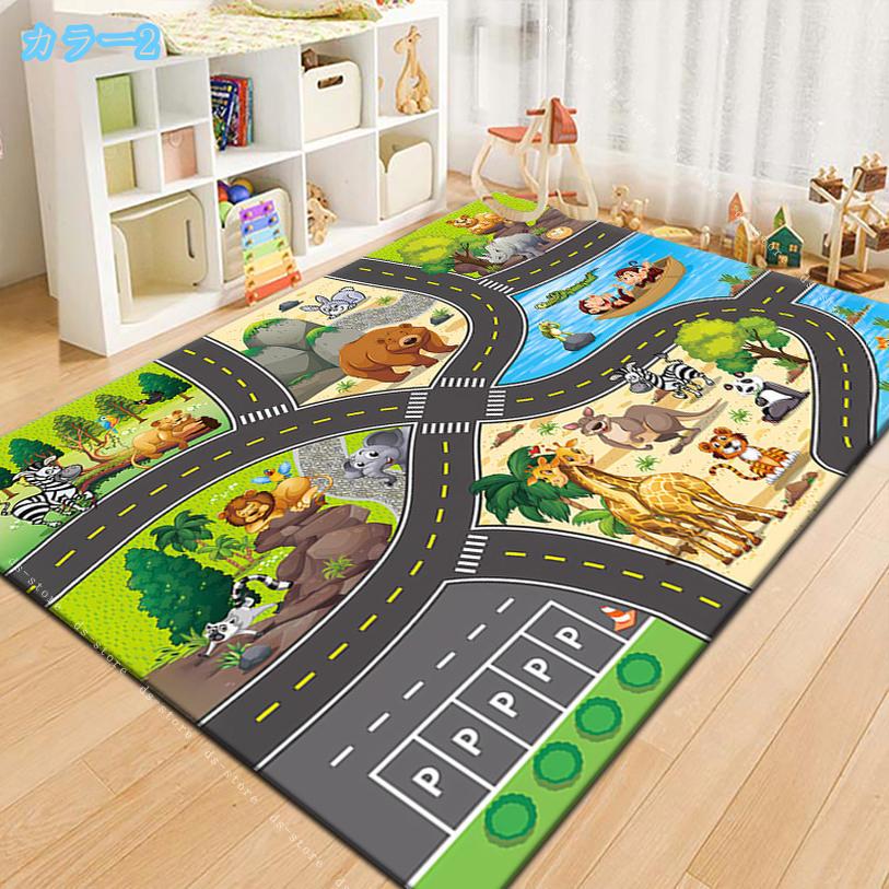 子供部屋マット プレイマット キッズラグ 遊びマット 地図マップ 道路柄 デスクマ...