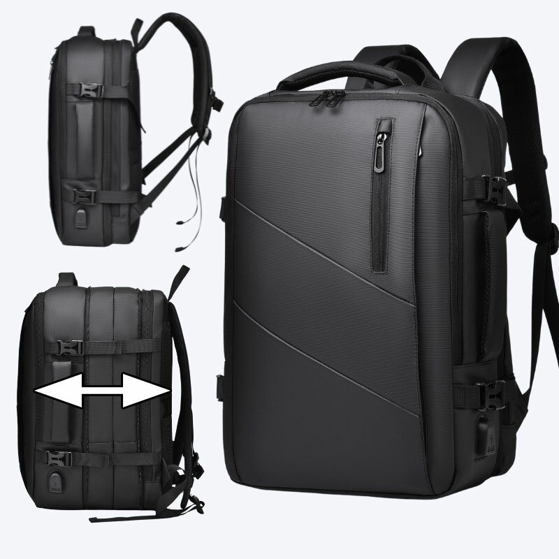 Rakuten - バックパック メンズ 撥水 PC収納 拡張 大容量 ビジネス リュック 通学 通勤 旅行 軽量 おしゃれ 大きめ 多機能 ユニセックス シンプル カバン 無地 男女兼用 女子 シニア PC アウトドア スポーツ トレッキング 出張 日帰り