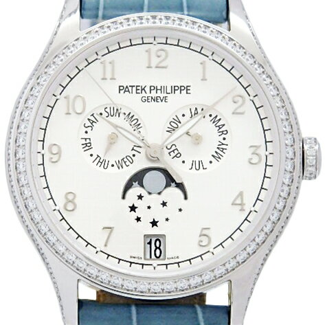 2021年8月国内正規品　K18WG　PATEK　PHILIPPE　パテック　フィリップ　コンプリケーション　アニュアルカレンダー　ムーンフェイズ　ダイヤベゼル　4947G-010　レディース　オートマ　シルバー文字盤 【中古】【DS KATOU】