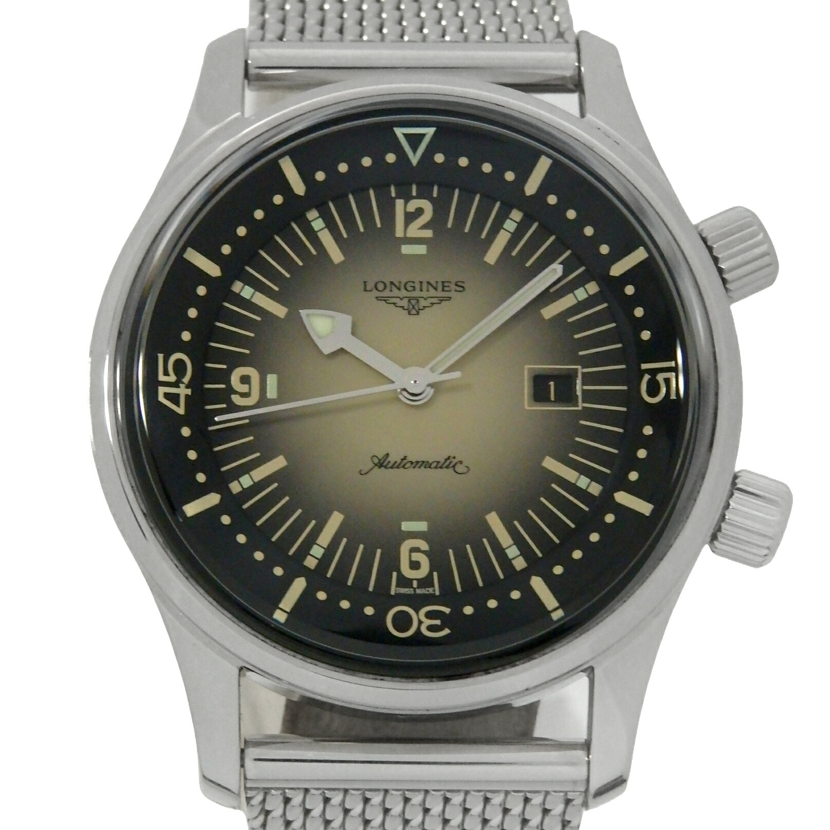 LONGINES　ロンジン　レジェンドダイバー　L3.374.4.30.2　L33744302　メンズ　レディース　オートマ　ベージュ/黒文字盤 【中古】【DS KATOU】