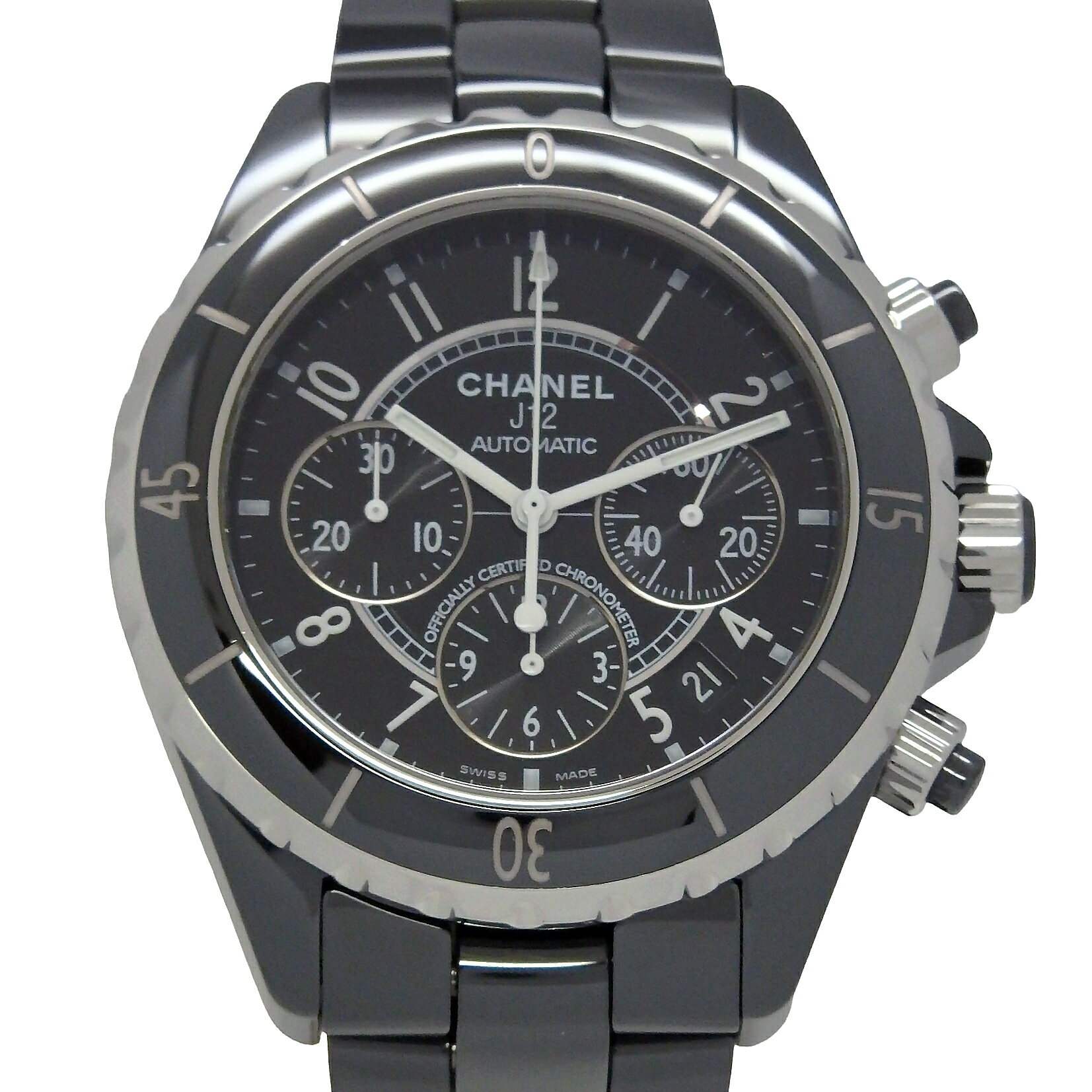 【最大4万円クーポン9/26迄先着順】CHANEL シャネル J12 クロノグラフ H0940 セラミック メンズ オートマ 黒文字盤 【中古】【DS KATOU】