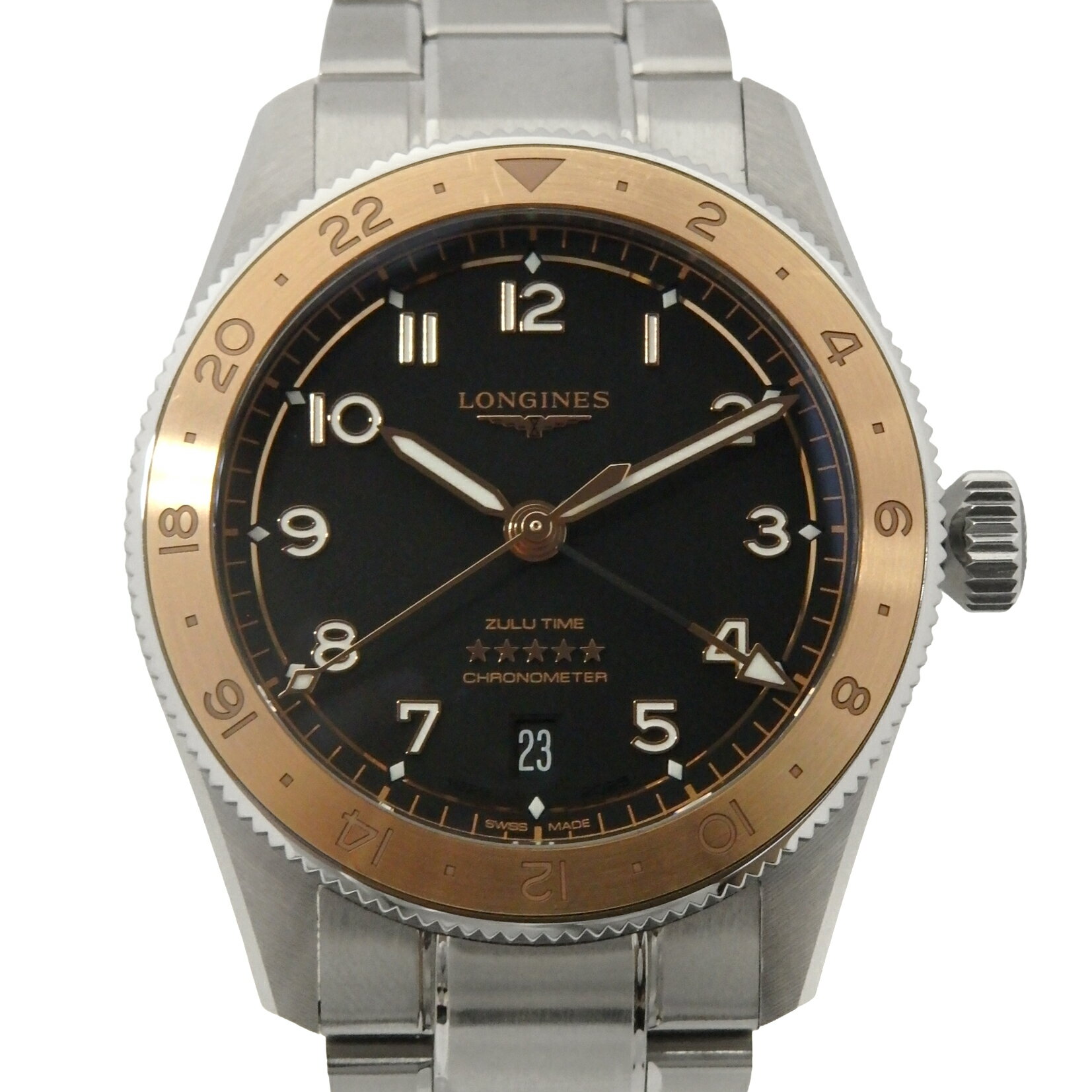 LONGINES　ロンジン　スピリット　ズールータイム　L3.803.5.53.6　メンズ　オートマ　黒文字盤【中古】【DS KATOU】