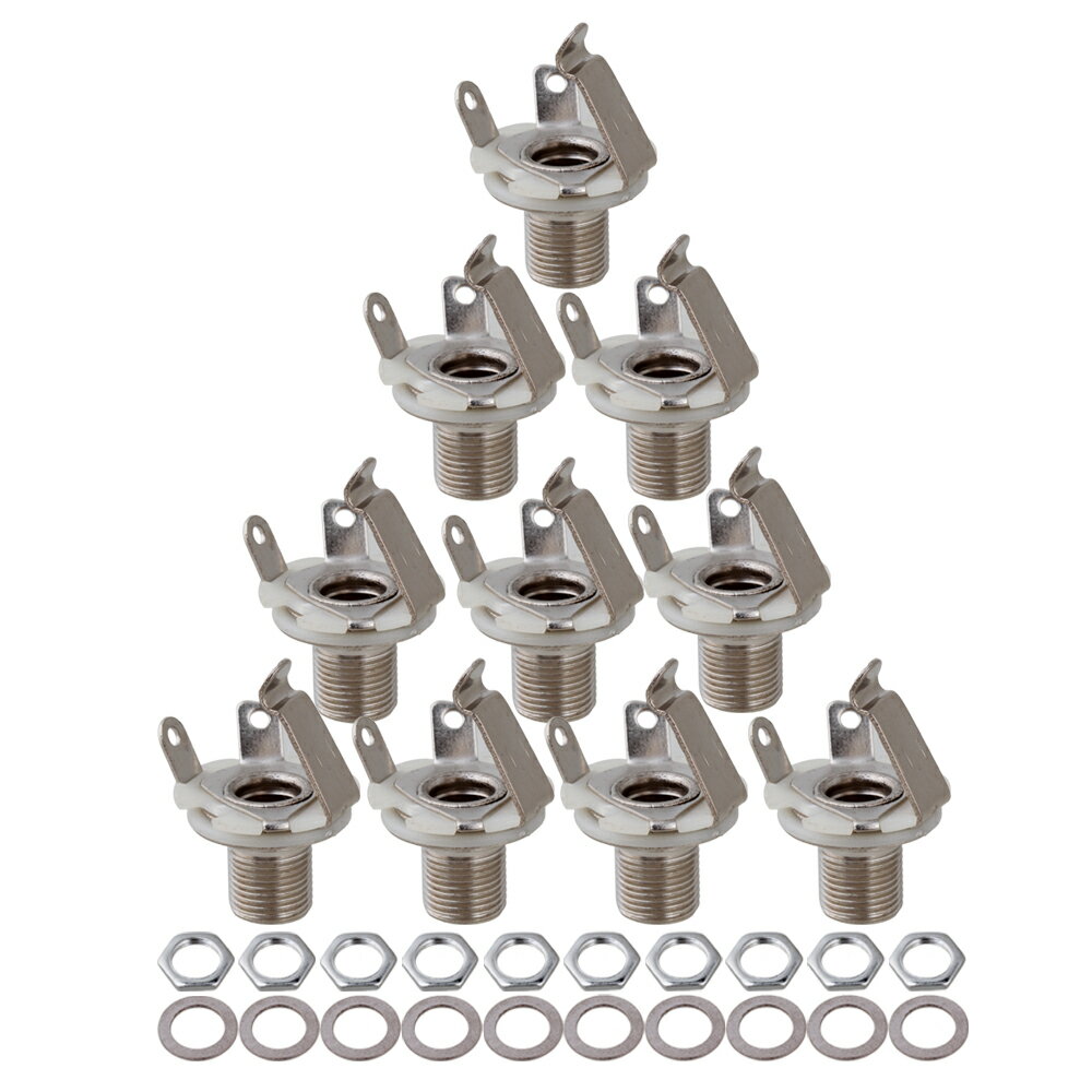 Rakuten - 10個入 モノラル出力ジャック エレキギター/エレキベース用 1/4インチ 6.35mm 高品質 クロム