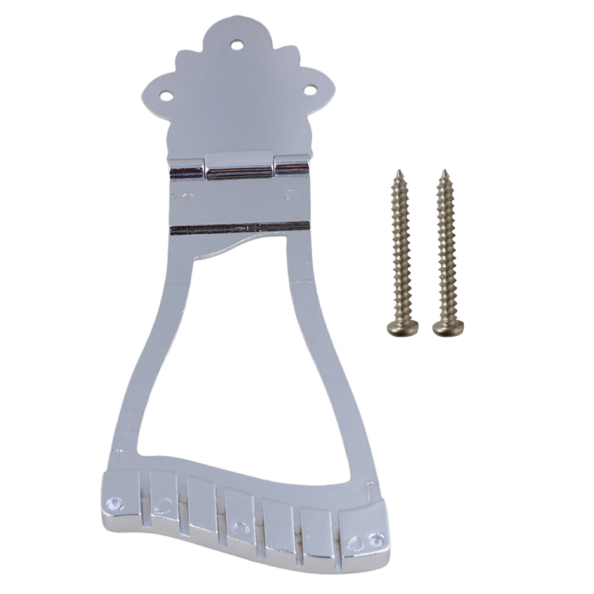 商品情報 説明 説明:1.アーチトップジャズギター用テールピースです。2.メタル製、耐久性があります。3.古い、壊れたテールピースの交換部品です。材質:メタルカラー:クロムSIZE サイズ:195x77-59mmネジ穴間隔:27mmパッケージ: 1 x ギターテールピース注意事項 ・当店でご購入された商品は、原則として、「個人輸入」としての取り扱いになり、すべて中国の広東省からお客様のもとへ直送されます。・ご注文後、7営業日以内に配送手続きをいたします。配送作業完了後、4〜5週間程度でのお届けとなります。・個人輸入される商品は、すべてご注文者自身の「個人使用・個人消費」が前提となりますので、ご注文された商品を第三者へ譲渡・転売することは法律で禁止されております。・関税・消費税が課税される場合があります。 詳細はこちらご確認下さい。 ＊色がある場合、モニターの発色の具合によって実際のものと色が異なる場合がある