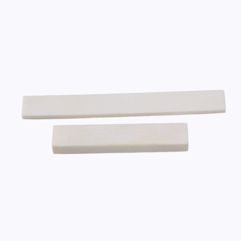 ギターブリッジサドル&ナット ギターアクセサリ 未完成 溝なし DIY 牛骨製 ホワイト