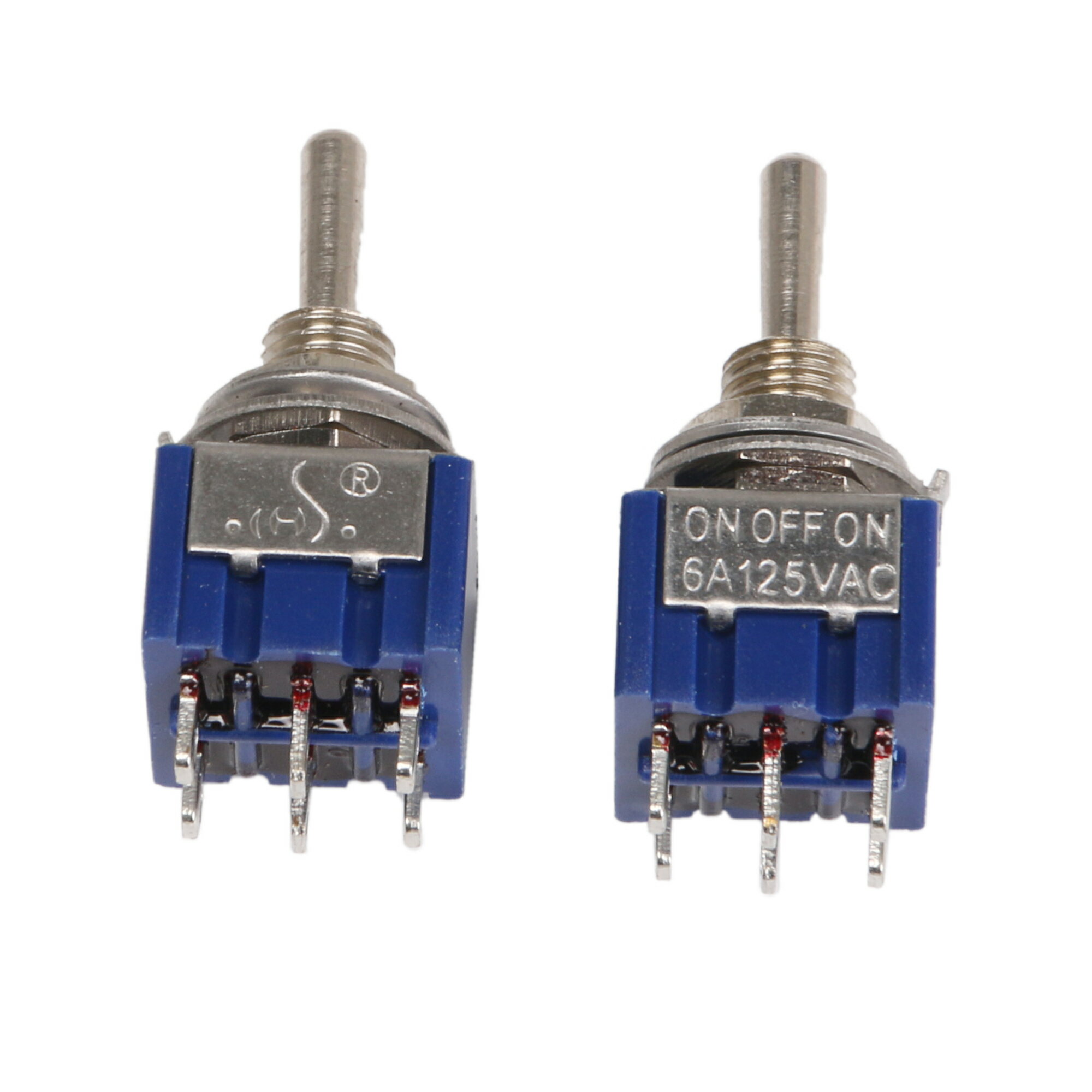 Other - 2個入 3ウェイ 6ピン トグルスイッチ ON/OFF/ON エレキギター用 ブルー&シルバー