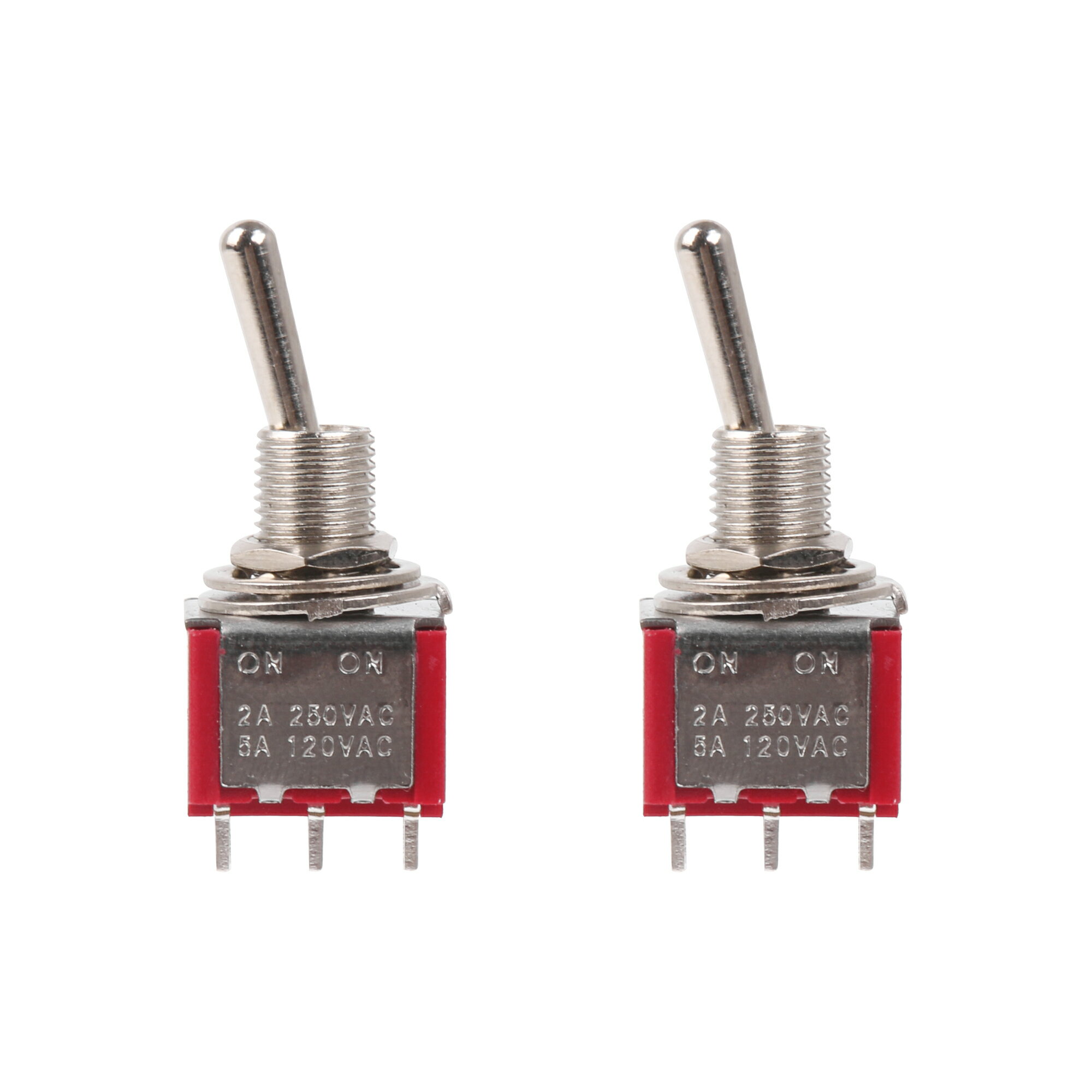 樂天商城 - 2個入 トグルスイッチ 2ポジション 6ピン ON/ON エレキギター用 レッド&シルバー