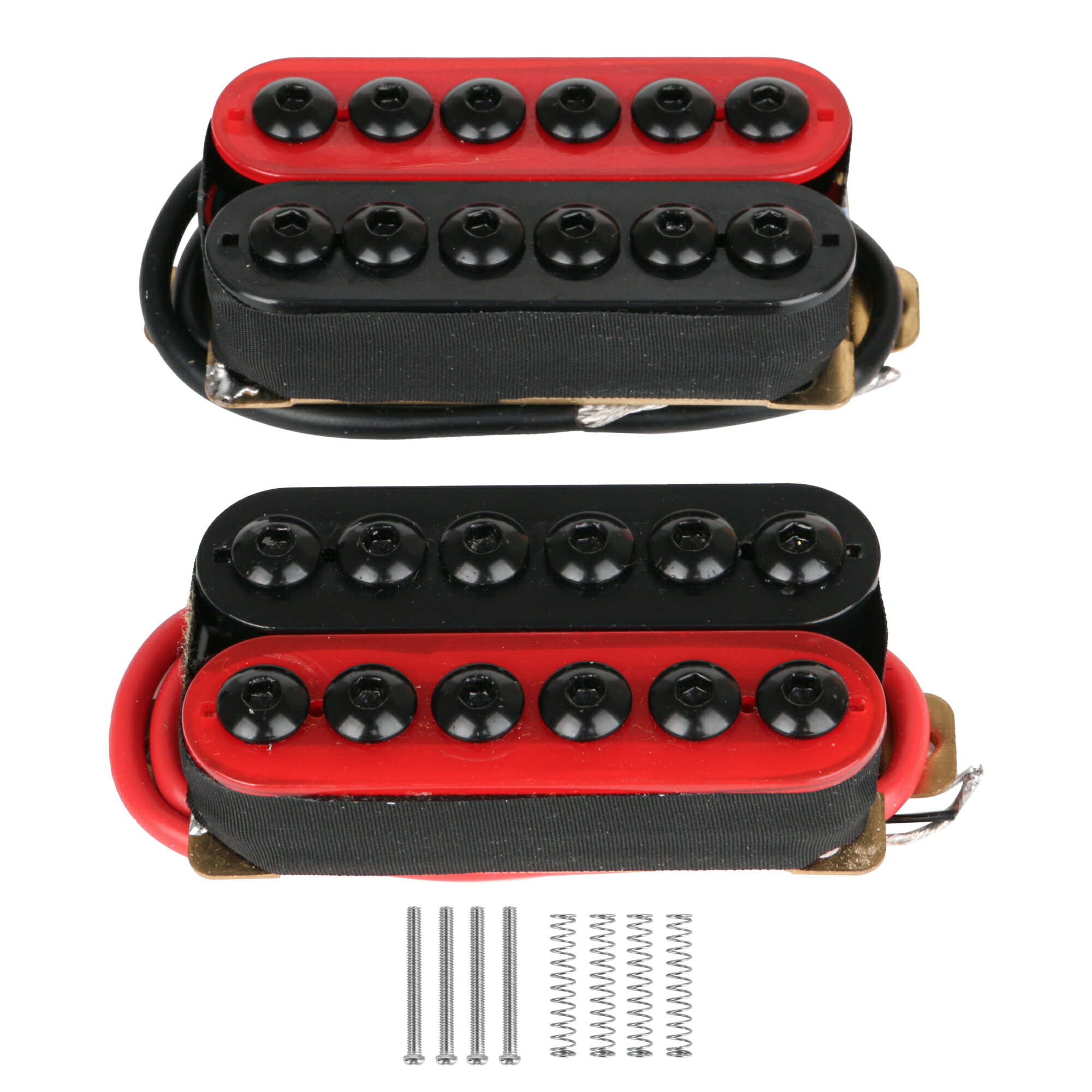 ギターピックアップセット ハムバッカー エレキギター用 ネジ/スプリング付き 高出力 レッド&ブラック