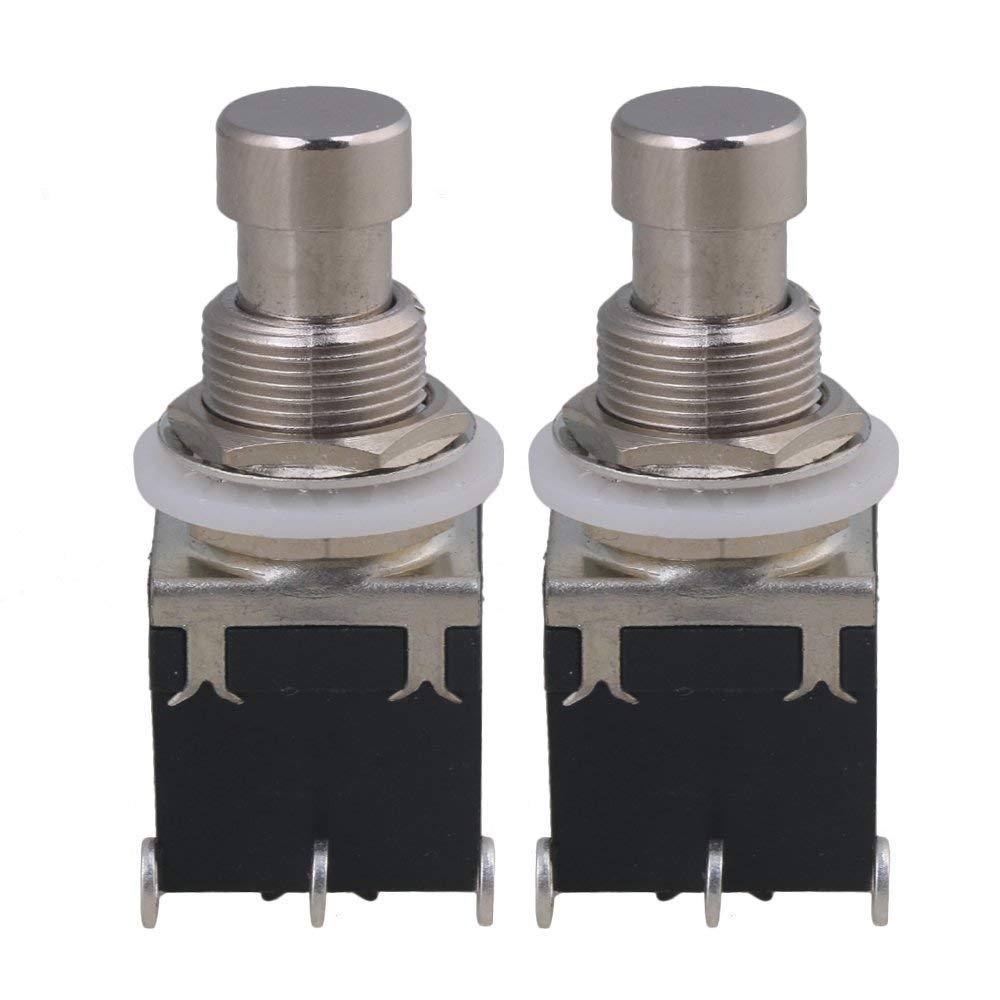 2個入 エフェクター用 フットスイッチ 3ピン ロックなし ギターアクセサリ ブラック