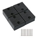 ブラック 50x25mm プラスチック 家具用 四角形脚 ソファー カウチ チェア用 4個パック
