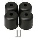 ブラック 50x50mm プラスチック 家具 丸型脚 ソファー カウチ 椅子用 4個パック