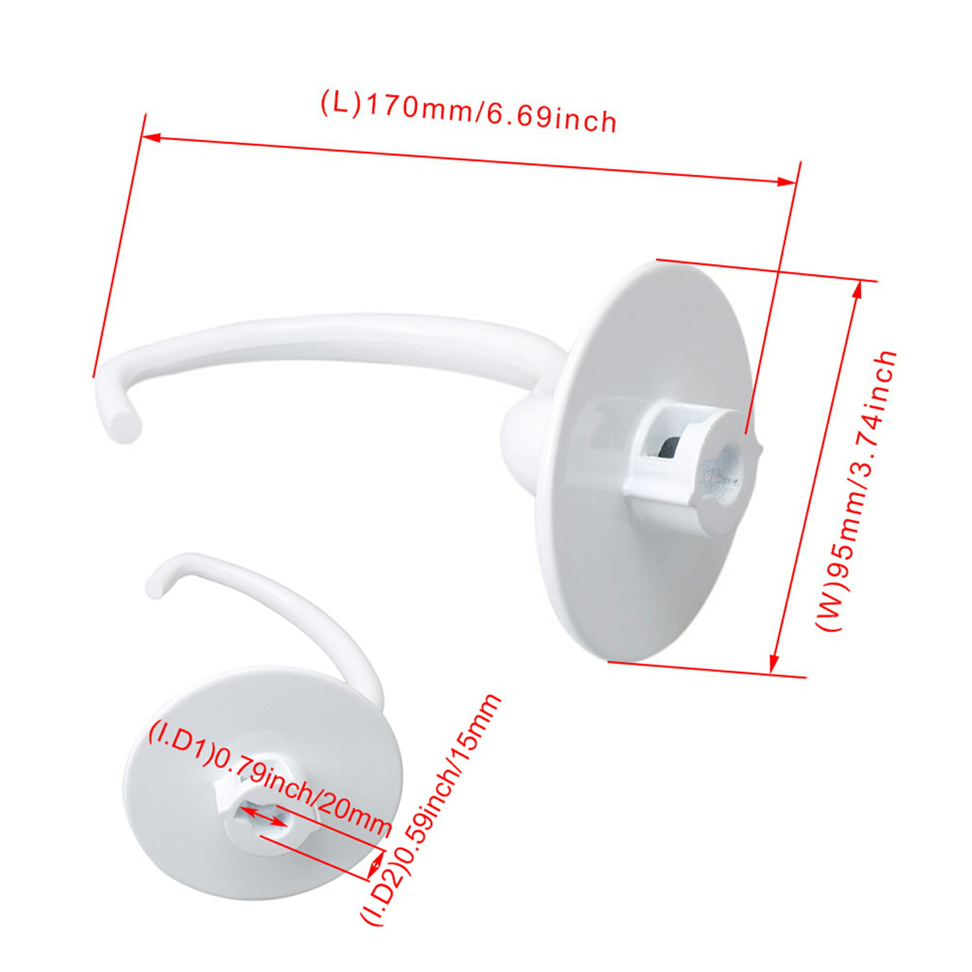 ミキサー 生地 フック K5ADH 交換用 KitchenAid対応 ホワイト