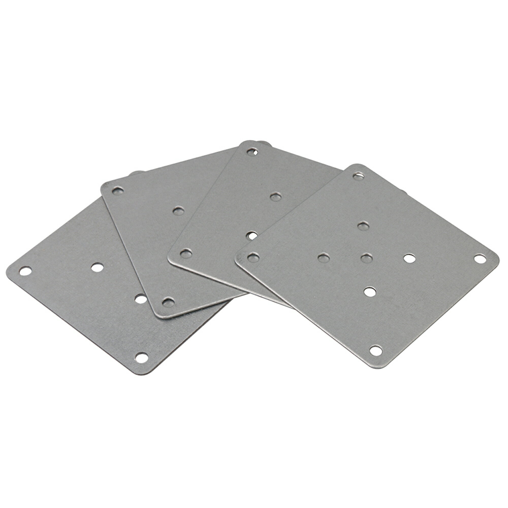 シルバー メタル 80x80x1.2mm 正方形 木製 テーブル脚 プレート 家具用 4個パック