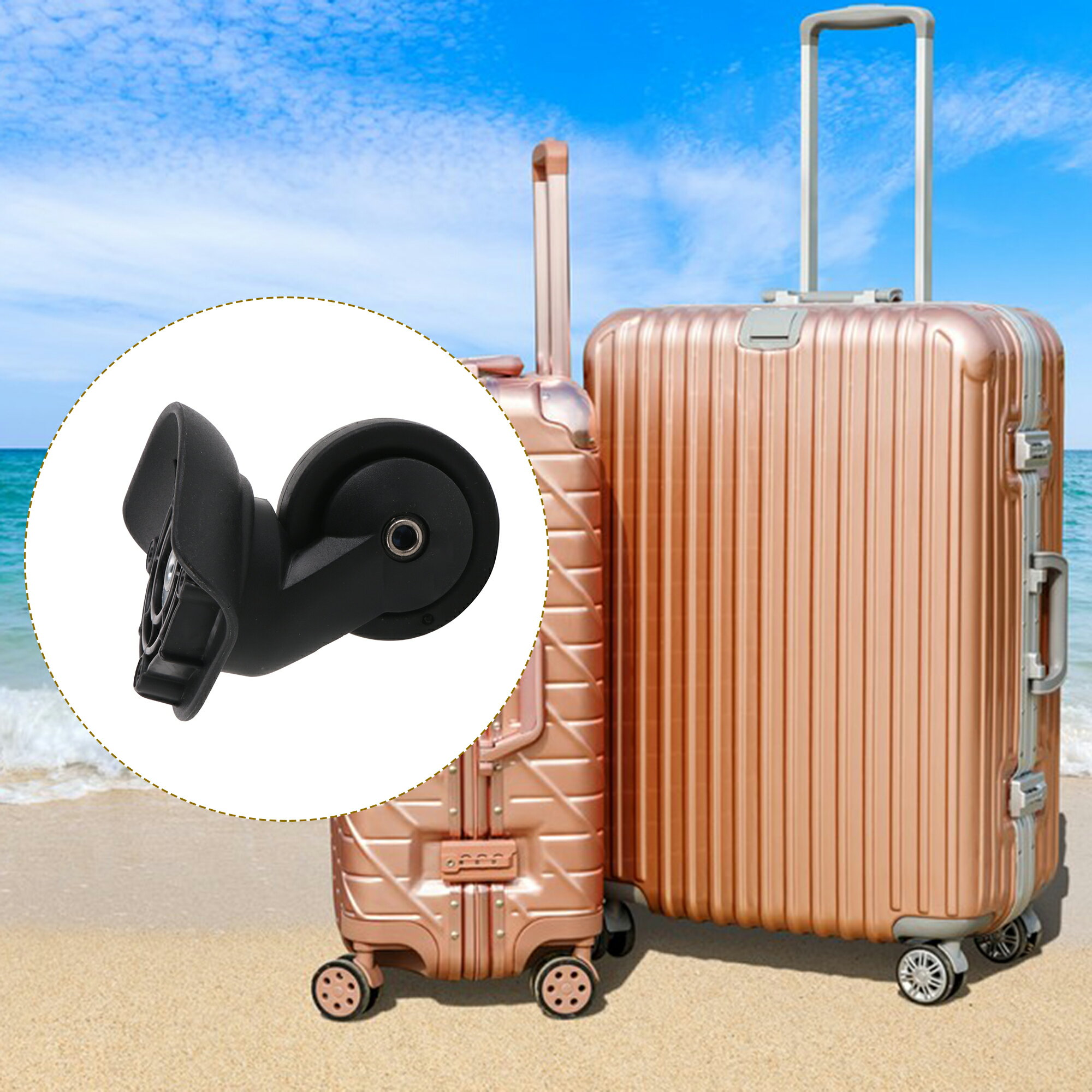 荷物用 ブラック プラスチック ホイール キャスター 高さ3.03インチ W293 右 ネジ付き