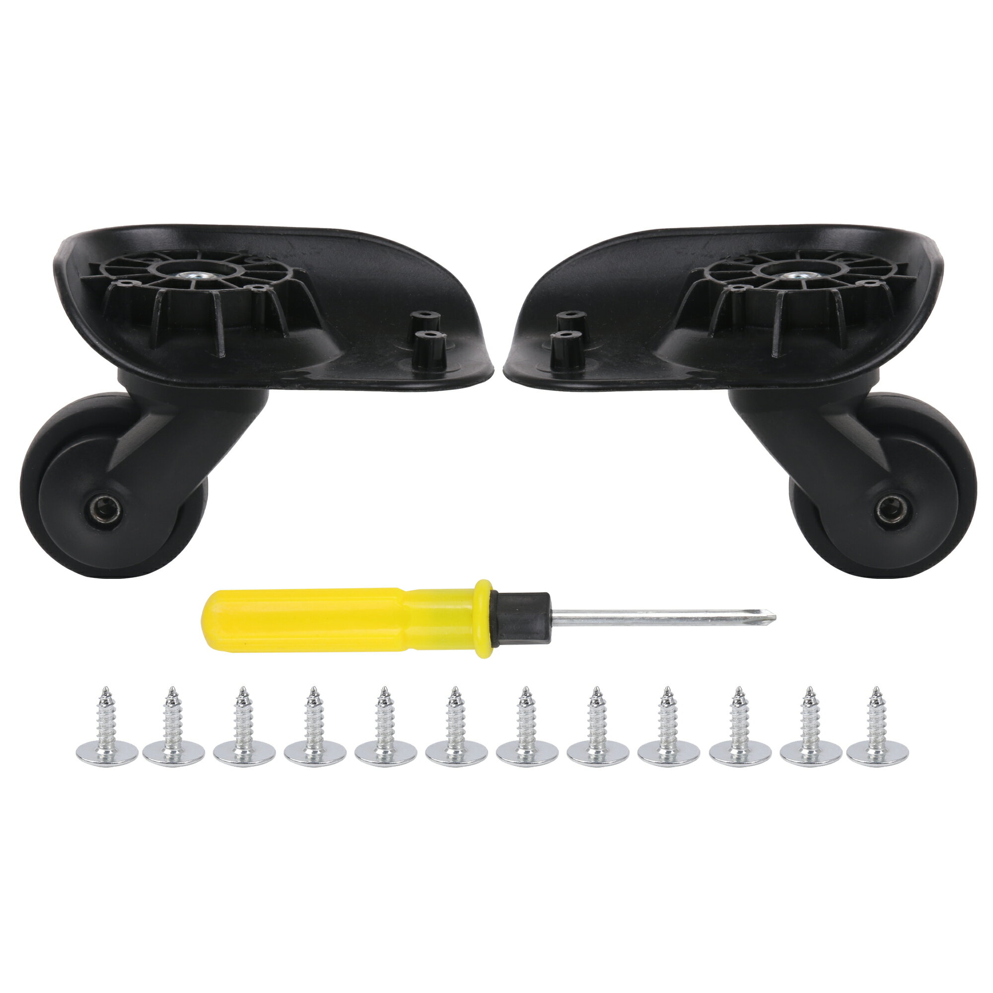 1ペア W176 スーツケース キャスター 交換キット 6穴 スイベルホイール タイヤ 車輪 コロコロ 補修 取り替え ブラック