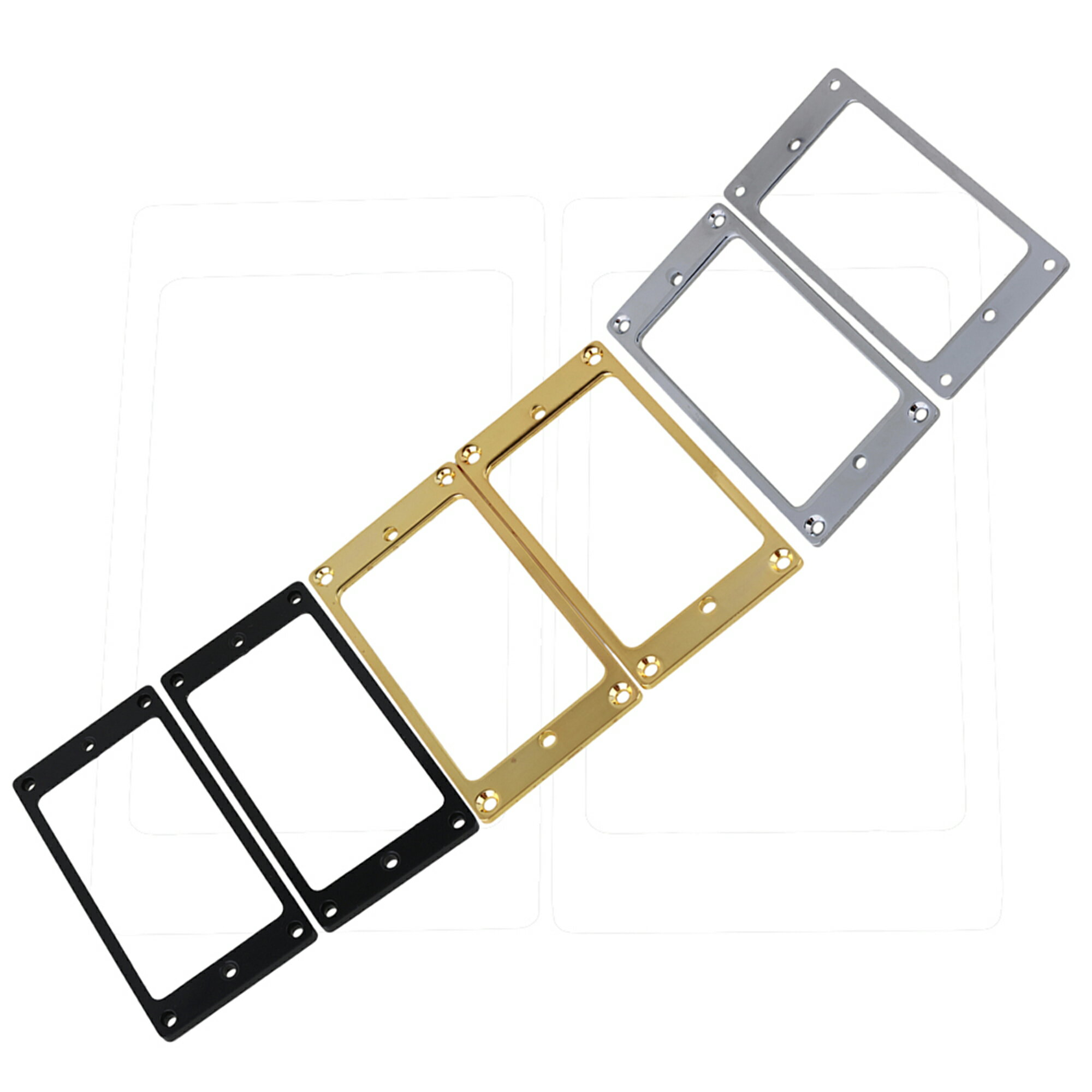 商品情報説明説明:1.エレキギター用ピックアップフレームです。2.メタル製、3色あり、耐久性があります。3.古い、なくなったピックアップフレームの交換部品です。材質:メタルカラー:クロム&amp;ゴールド&amp;ブラック重量:132gSIZEサイズ:ゴールド&amp;クロム:91x45mm(LxW)中央穴間隔:77mmマウントネジ穴:83x38mmブラック:88x45mm(LxW)中央穴間隔:78mmマウントネジ穴:80x36mmパッケージ:6 x ピックアップフレーム 注意事項・当店でご購入された商品は、原則として、「個人輸入」としての取り扱いになり、すべて中国の広東省からお客様のもとへ直送されます。・ご注文後、7営業日以内に配送手続きをいたします。配送作業完了後、4〜5週間程度でのお届けとなります。・個人輸入される商品は、すべてご注文者自身の「個人使用・個人消費」が前提となりますので、ご注文された商品を第三者へ譲渡・転売することは法律で禁止されております。・関税・消費税が課税される場合があります。 詳細はこちらご確認下さい。 ＊色がある場合、モニターの発色の具合によって実際のものと色が異なる場合がある