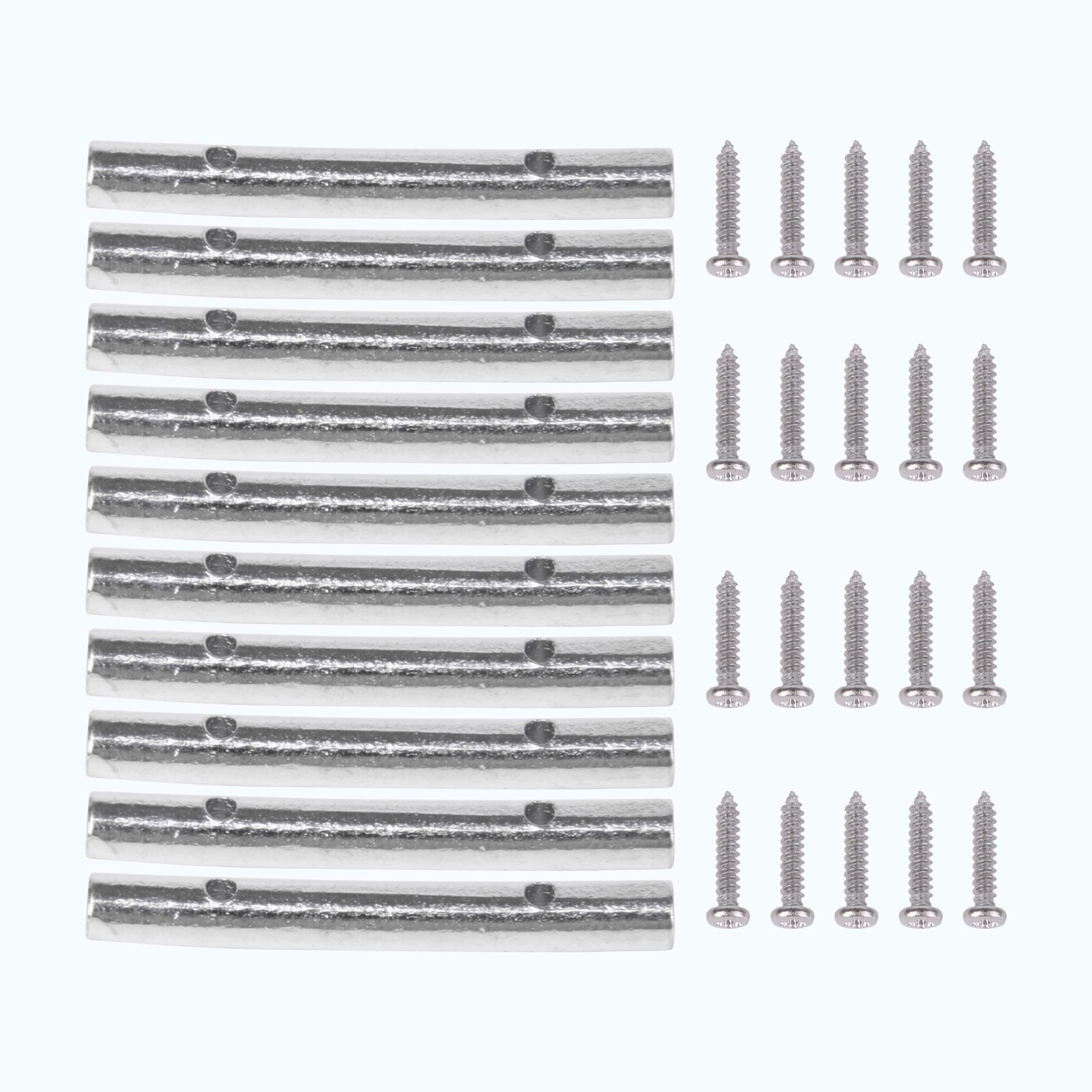 商品情報 説明 説明:1.ギターストリングリテイナーです。2.亜鉛合金製、耐久性があります。3.弦の寿命を延ばすことができます。材質:亜鉛合金カラー:クロムSIZE サイズ:48x5mm穴間隔:28mmパッケージ:10 x ストリングリテイナー20 x ネジ注意事項 ・当店でご購入された商品は、原則として、「個人輸入」としての取り扱いになり、すべて中国の広東省からお客様のもとへ直送されます。・ご注文後、7営業日以内に配送手続きをいたします。配送作業完了後、4〜5週間程度でのお届けとなります。・個人輸入される商品は、すべてご注文者自身の「個人使用・個人消費」が前提となりますので、ご注文された商品を第三者へ譲渡・転売することは法律で禁止されております。・関税・消費税が課税される場合があります。 詳細はこちらご確認下さい。 ＊色がある場合、モニターの発色の具合によって実際のものと色が異なる場合がある