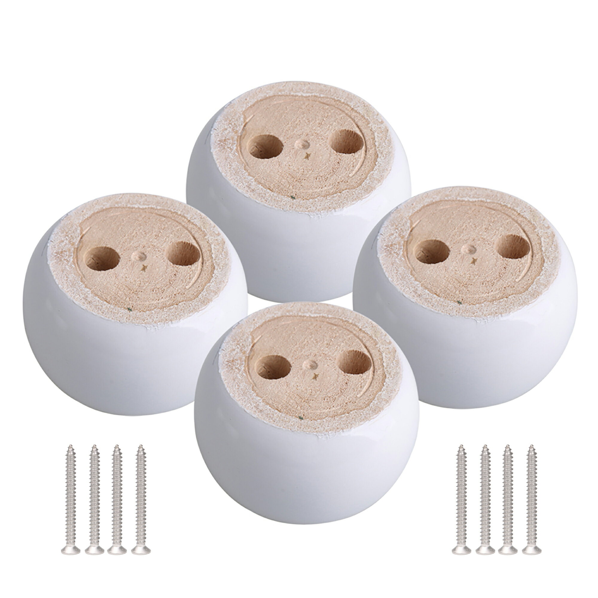 ユーカリ材 67x67x40mm ソファ用 丸型 家具 リフター ホワイト 4個パック 4個パック