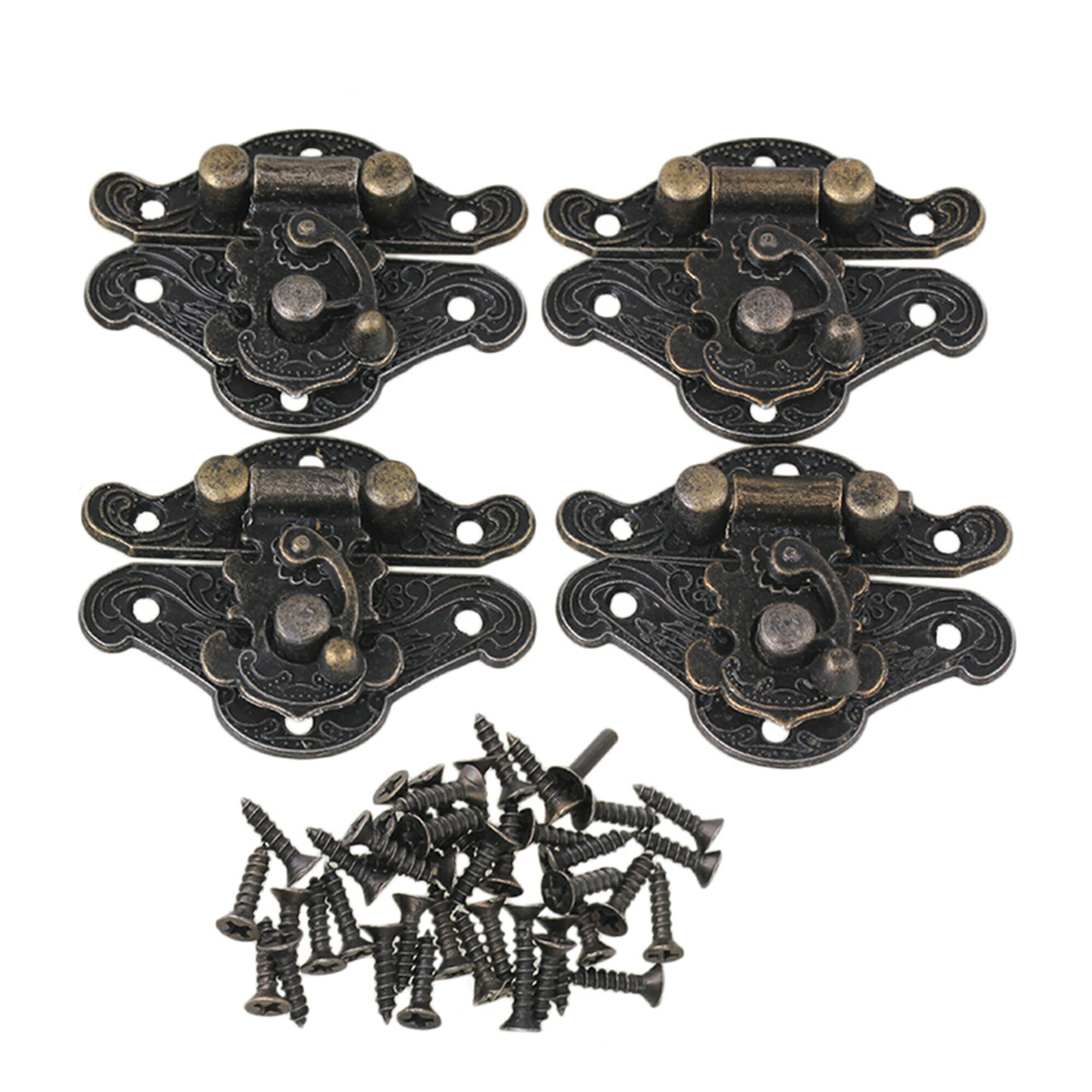 ブロンズ 28x23mm ヴィンテージ スタイル 小さな木箱 掛け金 ロック ラッチ 4個パック