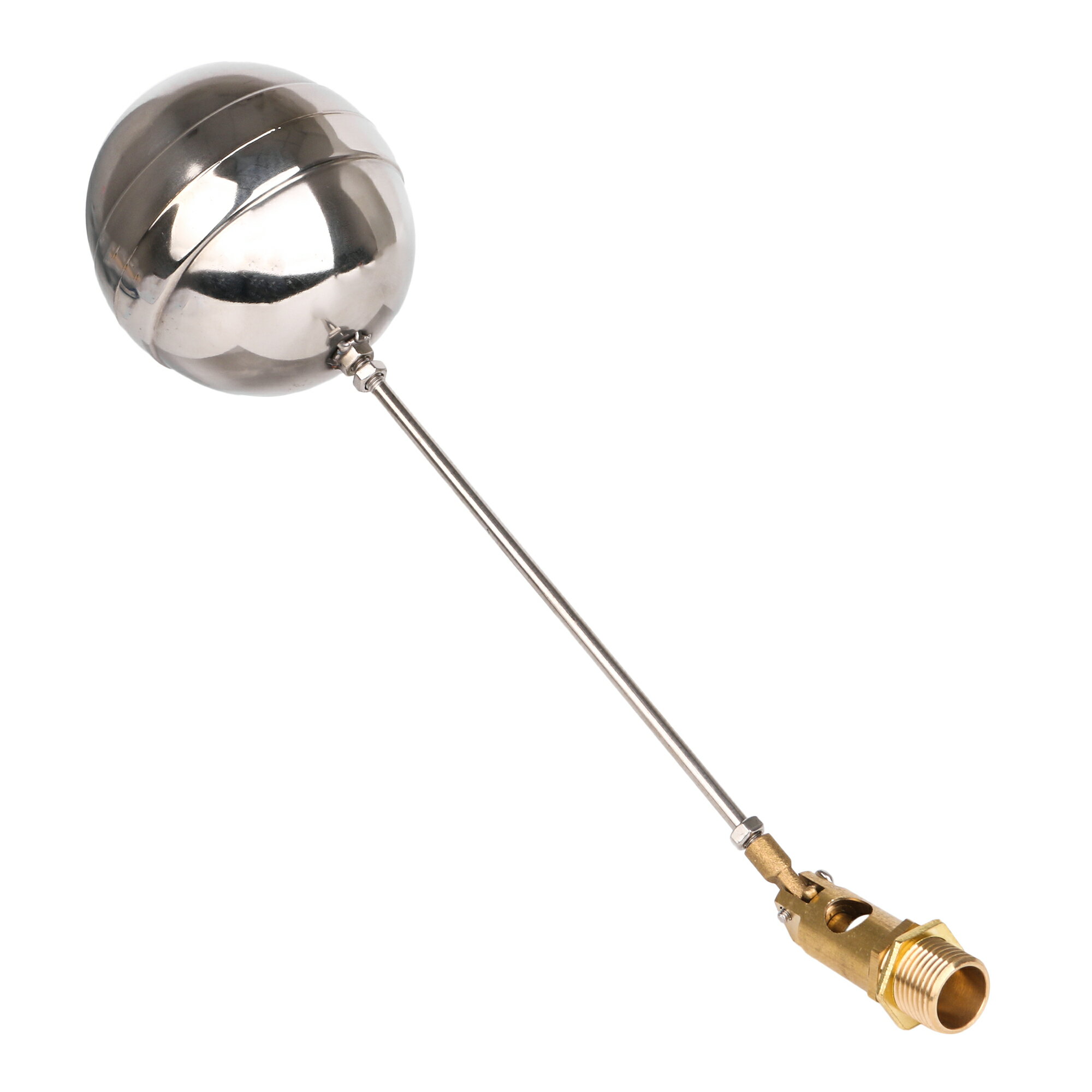 特徴: 1. 6mm ステンレス フロート DN15 調整可能な外ネジ。 2. フロート バルブは高品質の素材で作られており、耐高温性、耐錆性、耐老化性、長寿命を備えています。 3. 強力な密閉性: ゴム製ガスケットで設計されており、漏れがないように密閉性が向上しています。 4. 一般的に使用される DN15 ネジで設計されており、多くのパイプ接続に適応できます。 5. 幅広い用途: 湯沸かし器、炊飯器、水タンク、給水塔、トイレタンクなどに幅広く使用されています。 仕様: 材質: ステンレス + 銅 色: シルバー + 真鍮 サイズ: ステム長さ:約190mm(7.48") ねじ径:約6mm(0.24") バルブボール径:約95mm(3.74") バルブ本体長さ:約76mm(2.99") ねじ外径:DN15(4分) パッケージ内容: 1セット x ステンレス製 フローティング ボールバルブ ストレート