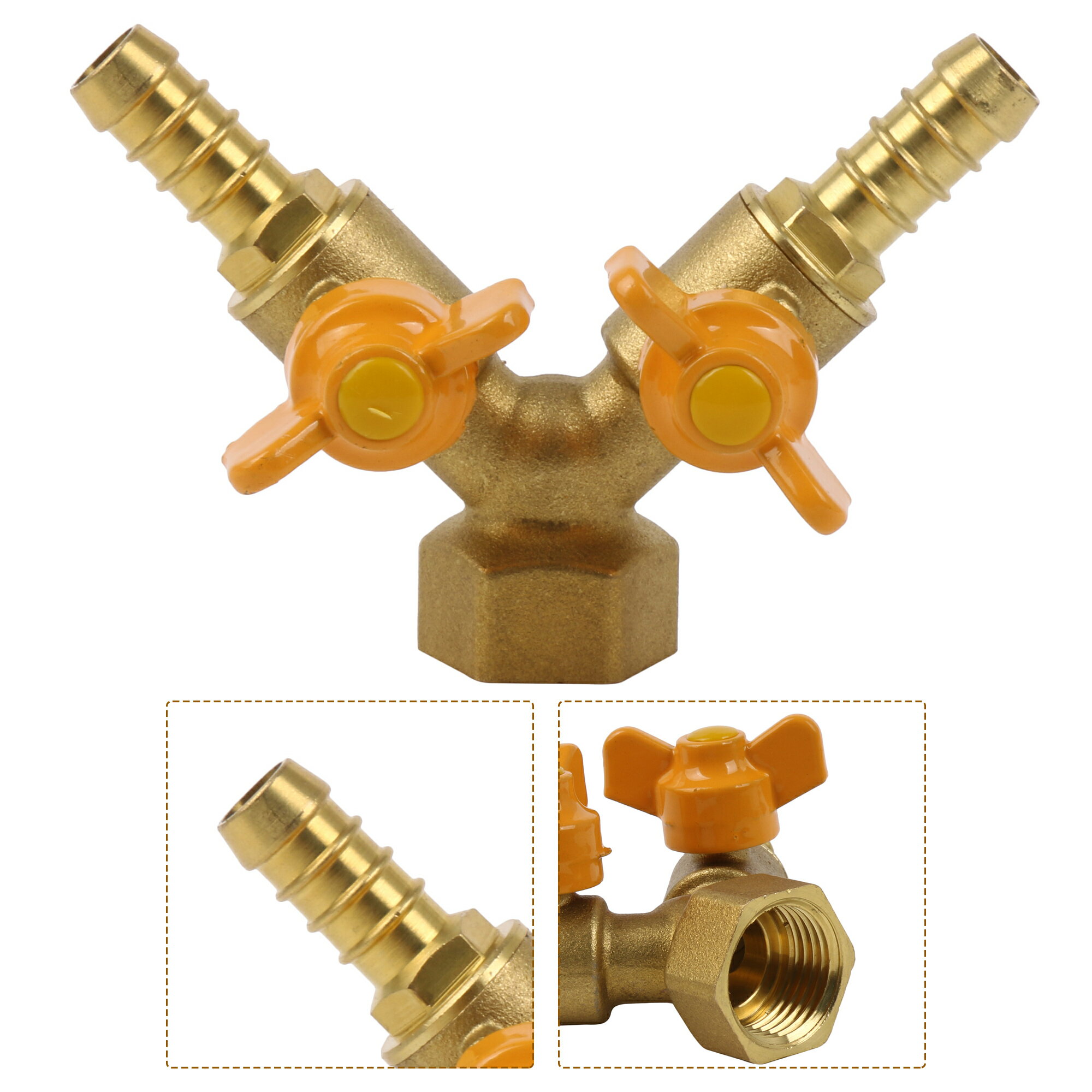 ガーデン 真鍮 ホース Y スプリッター 2ウェイ タップ コネクタ 蛇口 0.79" x 0.39"