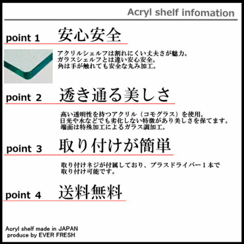 【アクリルシェルフ（ガラス調）】ウォールシェルフ 壁掛け 賃貸 神棚 DIY
