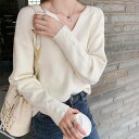 レディース トップス ニット カットソー Vネック 長袖 4color 長そで 華奢見え あったか 暖かい シンプル カジュアル 大人カジュアル 上品 きれいめ スタイリッシュ おしゃれ オシャレ お洒落 春夏 春 夏 秋冬 秋 冬 ママ ママコーデ